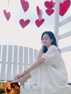 Beautiful girl reminiscing